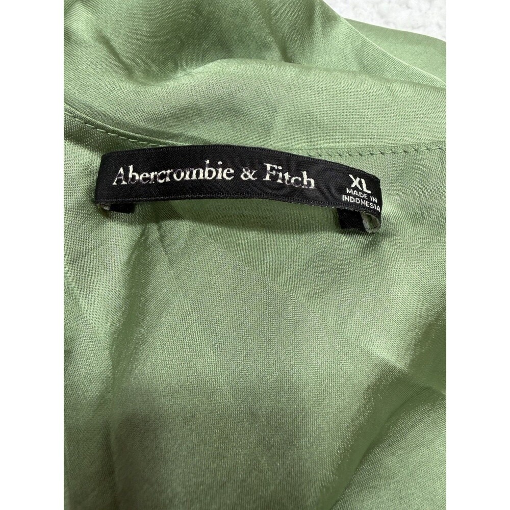 Abercrombie & Fitch Maxi Dress Green Cowl Neck Draped Wedding Preppy Size XL - Picture 11 of 13